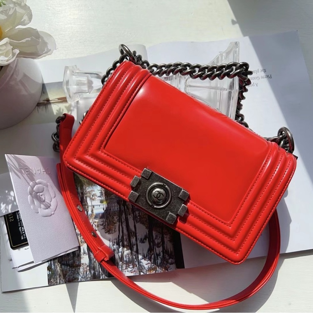 Chanel Reverso Boy Flap Bag Glazed Calfskin Small